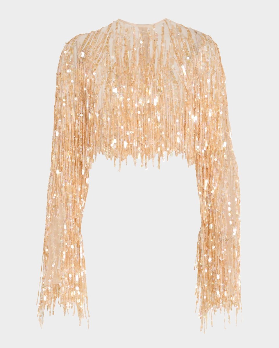 Fringe Sequined Cropped Top
